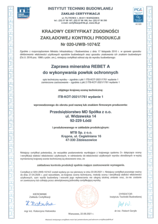 Krajowy certyfikat zgodności ZKP