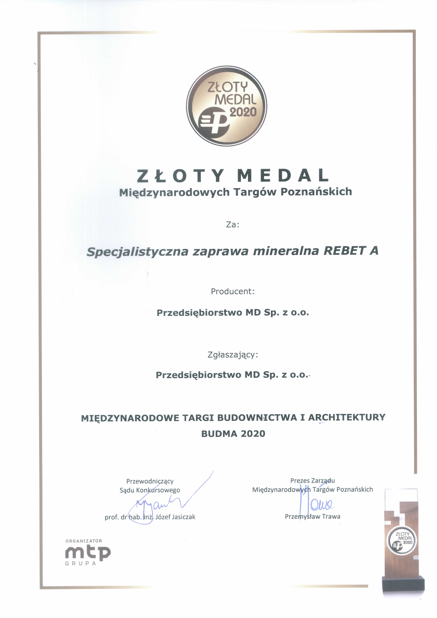 Złoty medal Międzynarodowych Targów Poznańskich